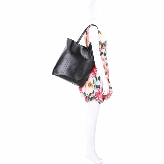 【CELINE】賽琳 Museum 壓紋小牛皮手提 肩背托特包 附萬用包-黑色(111703 ESY 38SI)