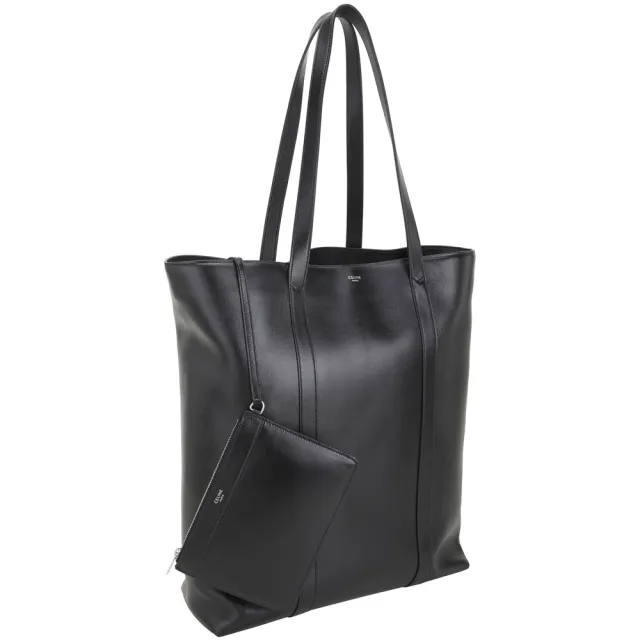 【CELINE】賽琳 Museum 壓紋小牛皮手提 肩背托特包 附萬用包-黑色(111703 ESY 38SI)