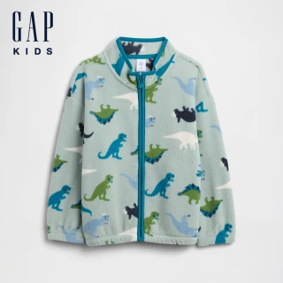 【GAP】男幼童裝 印花立領外套-淺綠色(837754)