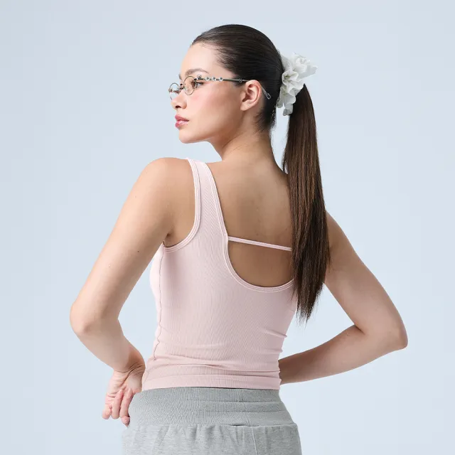 【YUANDONGLI 元動力】美背高彈坑條固定杯運動背心(兩色;S-L;4254553803)