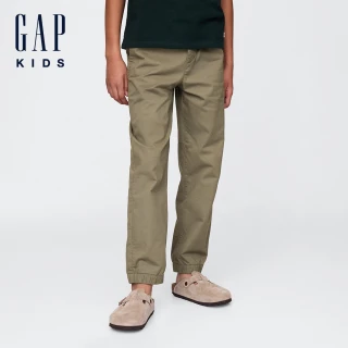 【GAP】男童裝 束口抽繩卡其褲-綠色(756728)