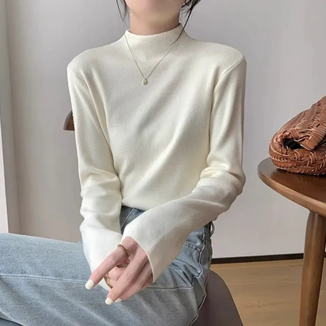 【D.studio】韓版薄內刷毛高領長袖上衣(衣服保暖上衣冬天女裝秋冬女裝長袖t恤高領內搭 W321)