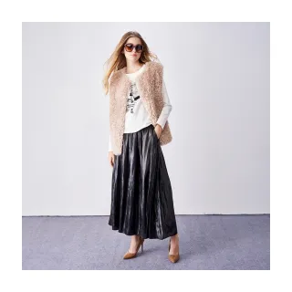 【Le Polka】光澤感褶皺長裙-女