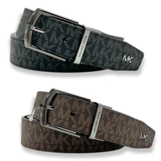 【Michael Kors】MK 男生 皮帶 滿版LOGO 旋轉扣頭 兩面使用 男款 腰帶(36F5TBLY3B)