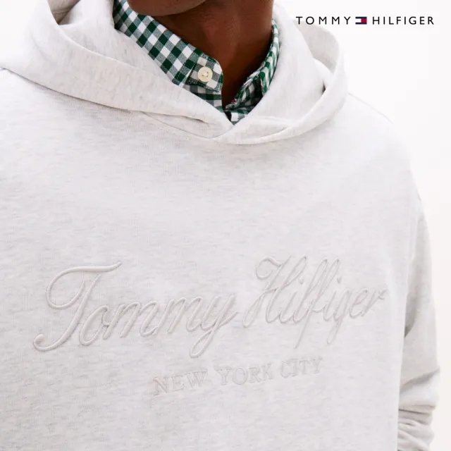【TOMMY HILFIGER】官方旗艦館寬鬆版Logo連帽衛衣_灰色