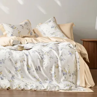 【日禾家居】100%萊賽爾天絲兩用被床包四件組 單/雙/加大/特大-素色/印花多款任選 (60支天絲)