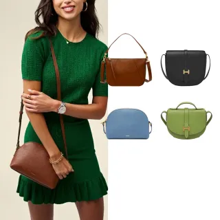 【FOSSIL 官方旗艦館】雙12限定｜經典百搭真皮斜背包/水桶包(多款任選)