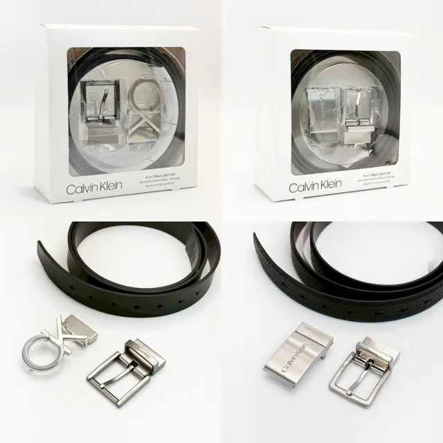 【Calvin Klein】盒裝送禮 4合一 CK 腰帶 皮帶 Calvin Klein 48腰內 大尺碼 可修剪長度(8808)
