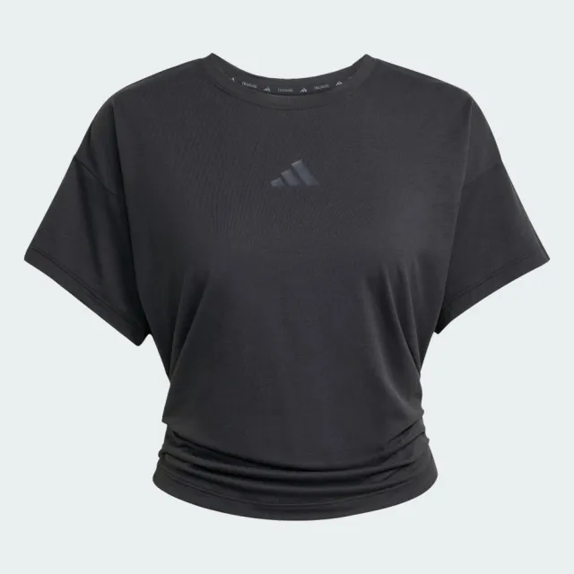 【adidas 愛迪達】愛迪達 Power Tee 女 T恤 運動上衣 休閒短袖 短版上衣 黑 亞版(JX1190)