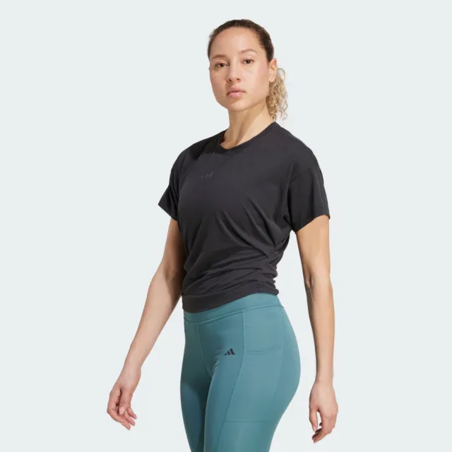 【adidas 愛迪達】愛迪達 Power Tee 女 T恤 運動上衣 休閒短袖 短版上衣 黑 亞版(JX1190)