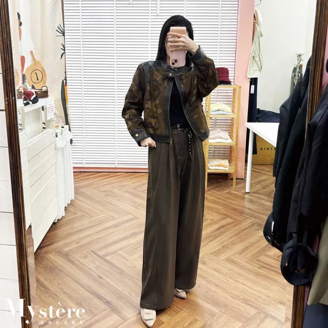【my stere 我的時尚秘境】雙11 老錢風腰帶吊飾寬褲 附腰帶及吊飾(大寬褲 帥氣寬褲 冬天寬褲 打