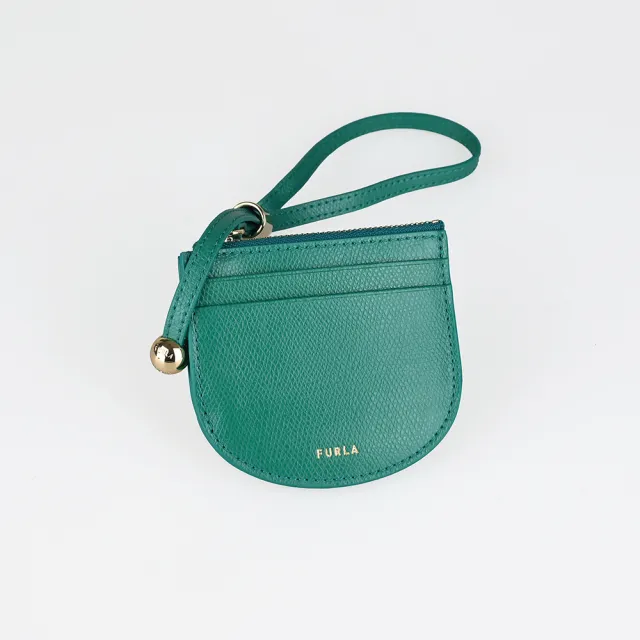 【FURLA 芙拉】FURLA LAURA 吊帶卡夾零錢包(綠)