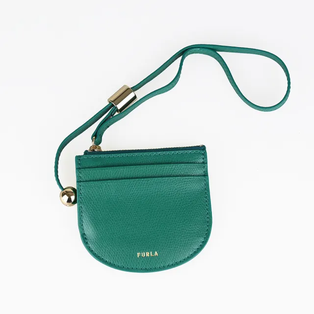 【FURLA 芙拉】FURLA LAURA 吊帶卡夾零錢包(綠)