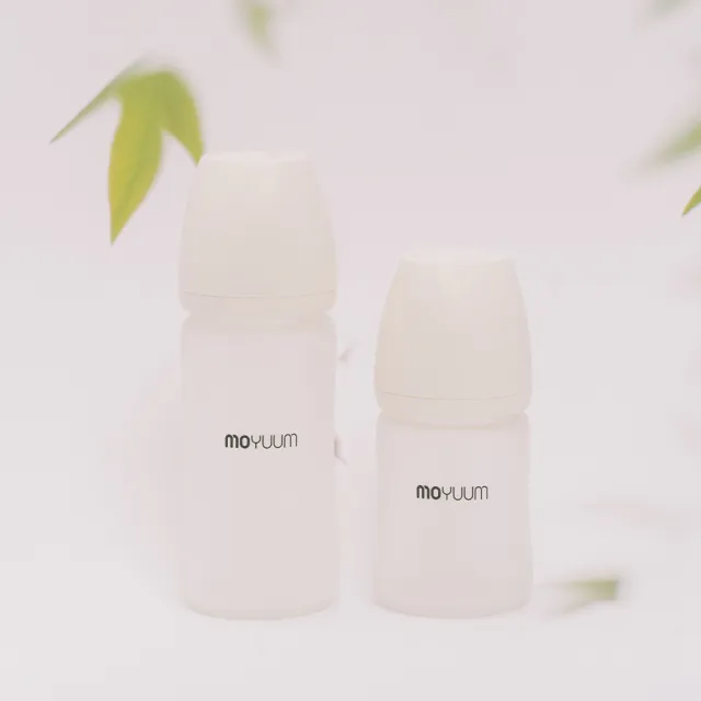 【MOYUUM】韓國 寬口矽膠玻璃奶瓶-雲朵白(240ml)
