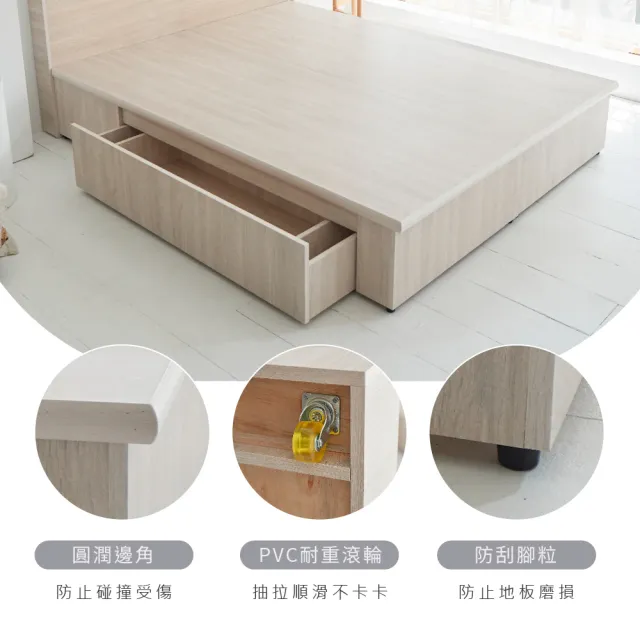 【藤原傢俬】白色戀人木芯板收納空間床底/架雙人5尺-單抽(不含床頭)