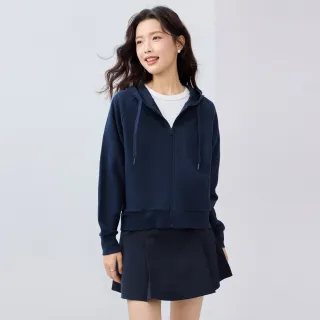 【GIORDANO 佐丹奴】網路獨家款 女裝華夫格連帽衛衣外套(67 新軍藍)