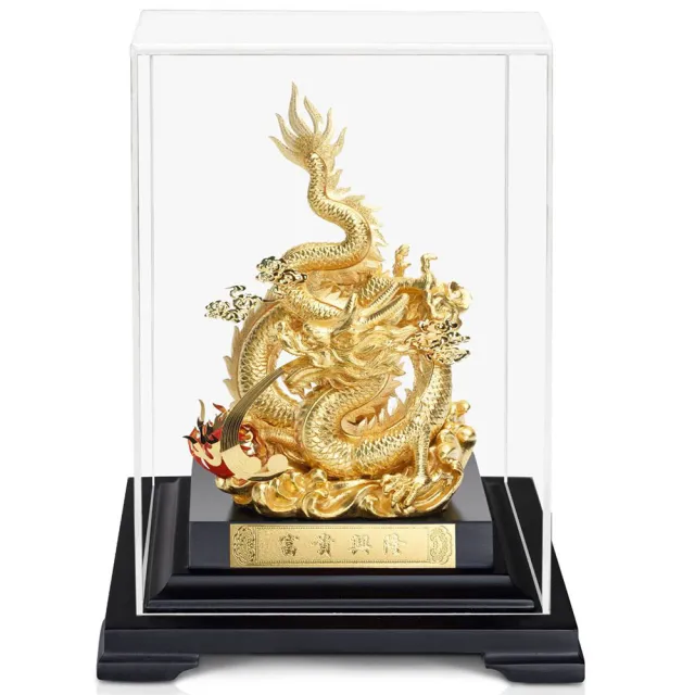 【開運陶源】純金箔雕塑小櫥窗(祥龍獻瑞 富貴興隆)