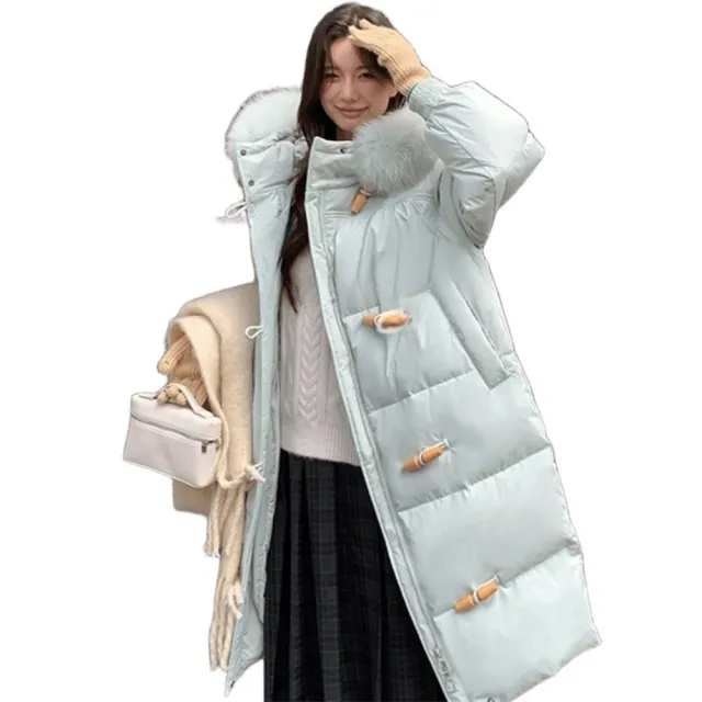 【巴黎精品】頂級真羽絨外套狐狸毛領90%鴨絨羽絨衣秋冬上衣大碼休閒女裝(連帽長版3色n1mj30)