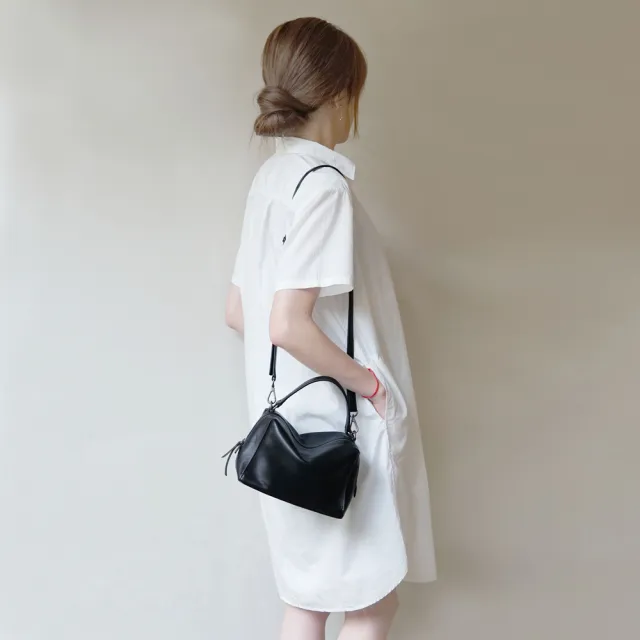 【Darker Than Black】雙11 Mini Valley Cube Shoulder Bag 迷你方型軟包/黑(真皮包包 斜背包/側