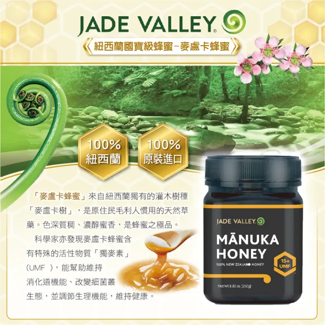 【Jade Valley】紐西蘭UMF15+麥盧卡蜂蜜(250g)