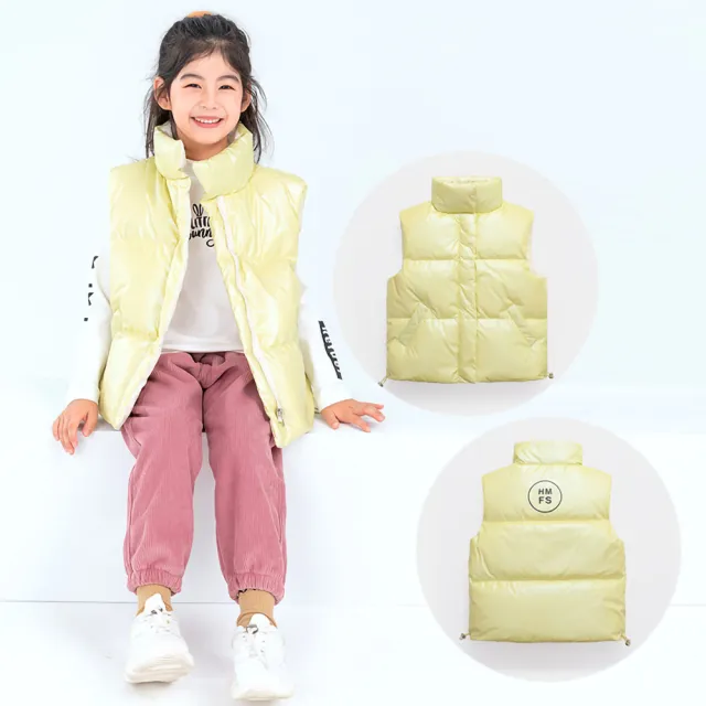 【Kori Deer 可莉鹿】炫彩純色加厚立領兒童羽絨背心(男童女童秋冬90%含絨量)