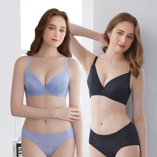 【Swear 思薇爾】2件組沁涼Bra系列B-F罩軟鋼圈涼感蕾絲包覆女內衣(2色各1)