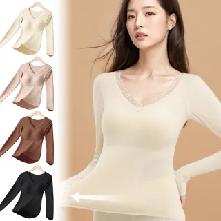 【enac 依奈川】3件組 ☆ 暖感絲絨V領無痕保暖上衣/Bra T/無鋼圈內衣/保暖背心/保暖內衣(隨機/※)