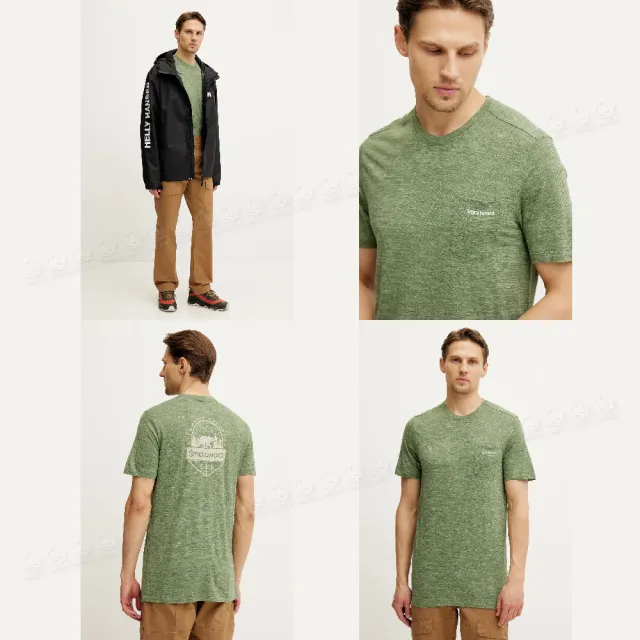 【SmartWool】塗鴉短Tee/小熊林徑《霧蕨綠》SW002758/排汗衣/機能衣