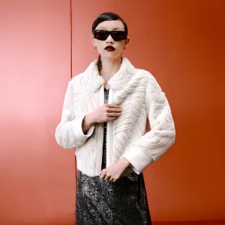 【KERAIA 克萊亞】蓋婭浮紋毛皮革外套