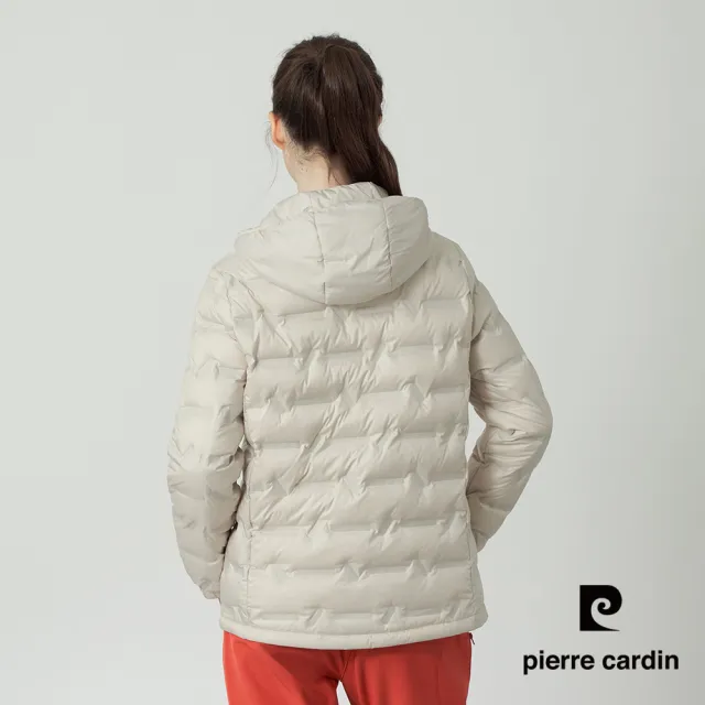 【pierre cardin 皮爾卡登】休閒服飾 女款 85%高含絨 保暖連帽羽絨外套-象牙白色(6255771-81)