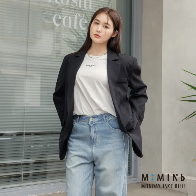 【M：MINb】雙排釦俐落西裝外套(黑色/中大尺碼女裝/西裝外套/大尺碼女裝/外套)