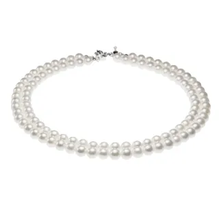 【大東山珠寶】8mm琉璃珍珠雙串項鍊套組(白)