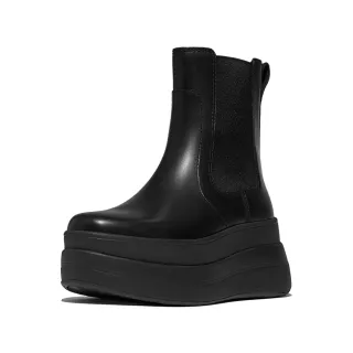 【FitFlop】F-MODE 厚底皮革切爾西靴-女(靚黑色)
