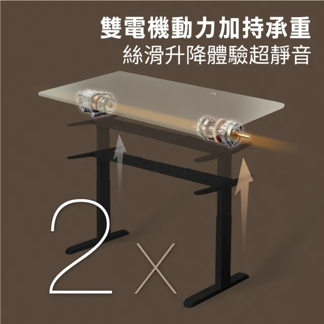 【ONE HOUSE】阿姆斯無段式電動升降桌 120x60CM｜正裝雙機馬達 靜音操控 高承重(書桌/辦公桌/工作桌)