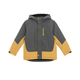 【GIORDANO 佐丹奴】童裝刷絨防風連帽外套(83 深叢林綠X秋香黃)