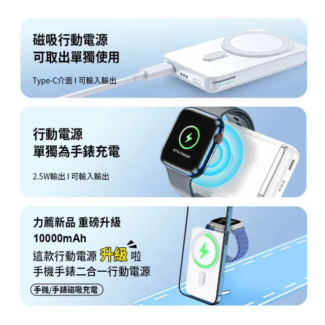 【PROTON 普騰】W17 10000mAh 15W 單孔輸出 固態電芯 三合一 磁吸無線充支架行動電源(Magsafe)