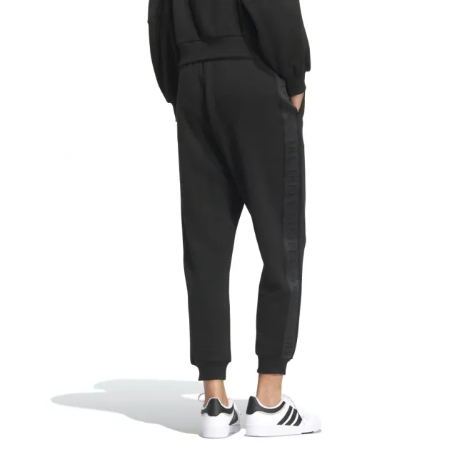 【adidas 愛迪達】Word Ft Pnt 女款 黑色 寬鬆 可調式彈性腰頭 棉 運動 長褲 JZ8453