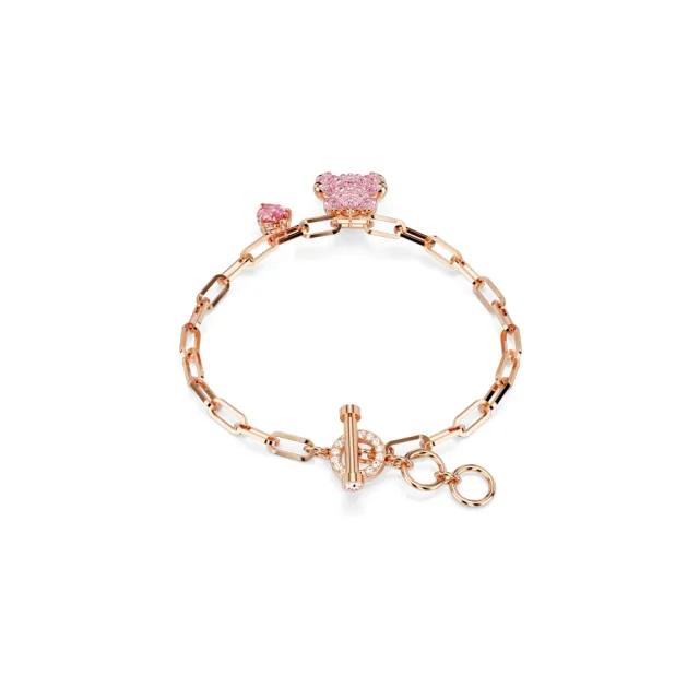 【SWAROVSKI 施華洛世奇】Teddy 手鏈 粉紅色 鍍玫瑰金色調