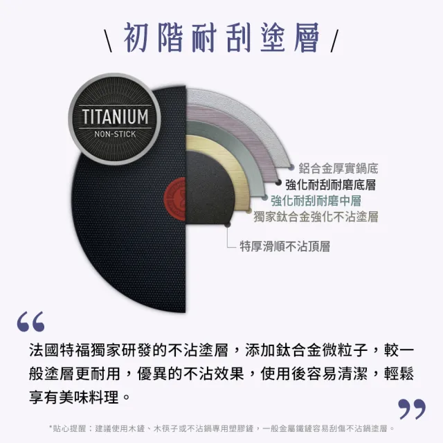 【Tefal 特福】尼斯系列28CM不沾鍋雙鍋組(平底鍋+炒鍋)