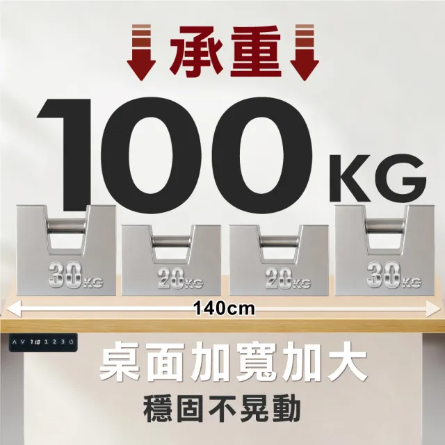 【ONE HOUSE】阿姆斯無段式電動升降桌 140x60CM｜正裝雙機馬達 靜音操控 高承重(書桌/辦公桌/工作桌)