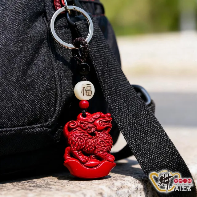 【財神小舖】硃砂 麒麟 神獸 元寶 招財鑰匙圈(已開光  招財 避邪 擋煞 化煞 開運)