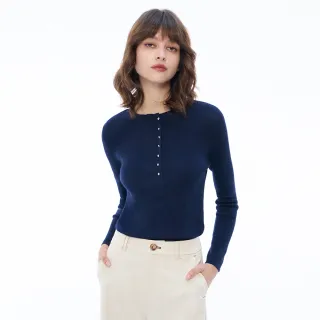 【MOMA】M+ 簡約寬門襟舒適羊毛針織上衣(兩色)