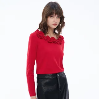 【MOMA】玫瑰花園荷葉邊羊毛針織上衣(兩色)