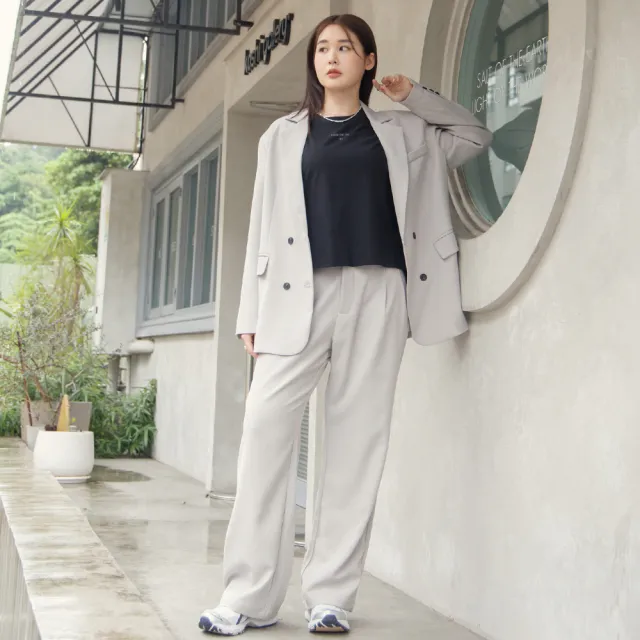 【M：MINb】：lue側開衩寬鬆涼感微短T恤(黑色/中大尺碼女裝/大尺碼上衣/涼感)