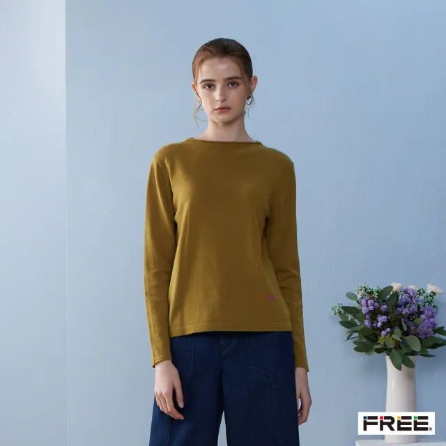 【FREE】喀什米爾酒瓶領free長袖羊絨衫(5色)