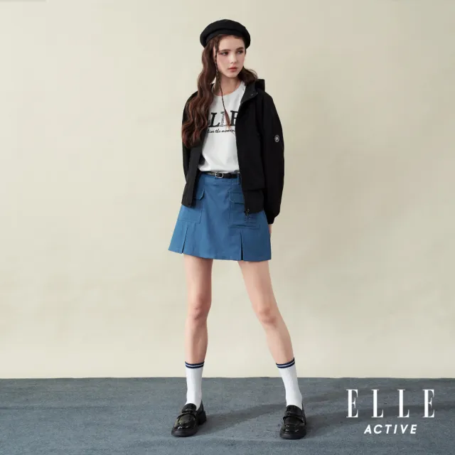 【ELLE ACTIVE】女款 防潑水連帽機能外套-黑色(EA25A2W6102#99)