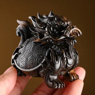【LEESA】木雕擺件\裝飾品\黑柿木龍龜\招財納福\家居擺設\桌面裝飾\開運吉祥物\鎮宅裝飾\木雕擺件\