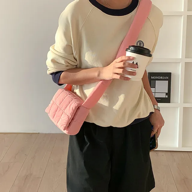 【MoonDy】雙11 包包 包包 側背包 小方包 女生斜背包 尼龍斜背包 韓國包包 攜便包 鋪棉包包 側 