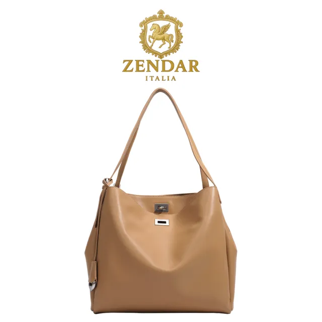 【ZENDAR】直播限定 限量1折 頂級小牛皮肩背包 艾莉諾系列 全新專櫃展示品(金棕色)