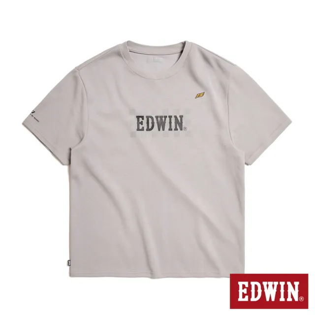 【EDWIN】男裝 吸濕排汗賽車旗短袖T恤(灰色)
